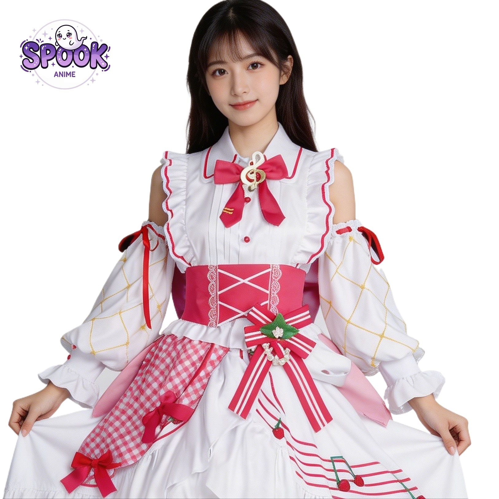 Anime Cosplay Miku - Vestido Lolita Morango 15º Aniversário Miku,
