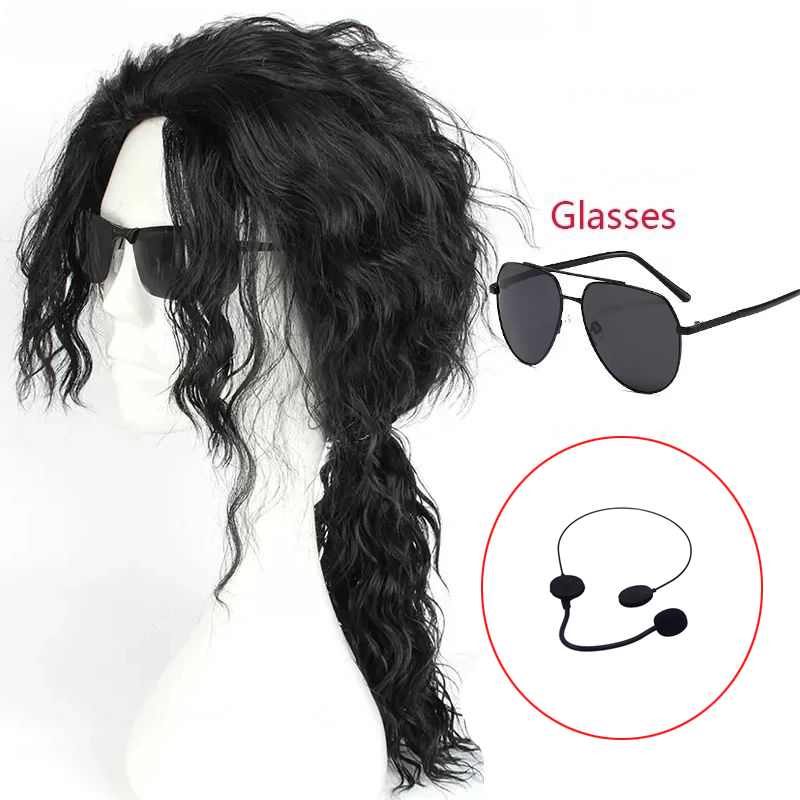 Anime Cosplay Long Black Hair - Peruca Preta MJ Michael Cosplay, Peruca