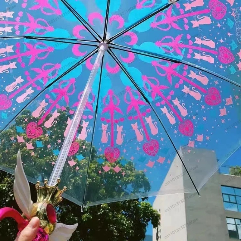 Sailor Moon Wand - Guarda-chuva Transparente Fofo da Sailor Moon,