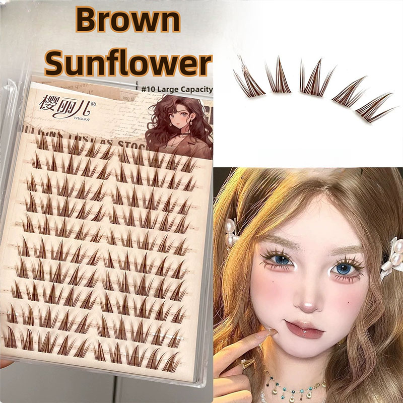 Anime Cosplay Lashes - Cílios postiços de girassol marrom, mangá