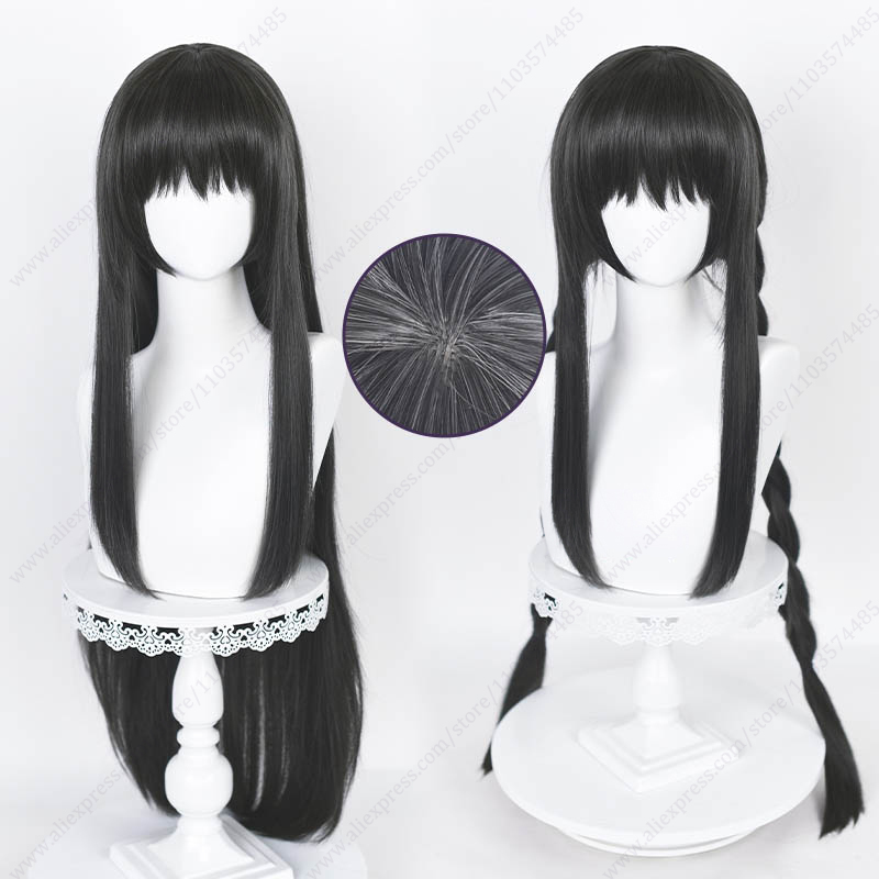 Anime Cosplay Long Black Hair - Peruca longa reta de cosplay Akemi