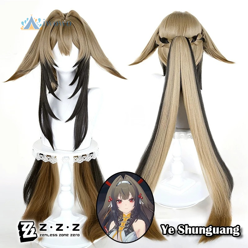 Anime Cosplay Girl With Black Hair - Zenless zona zero ye shunguang peruca