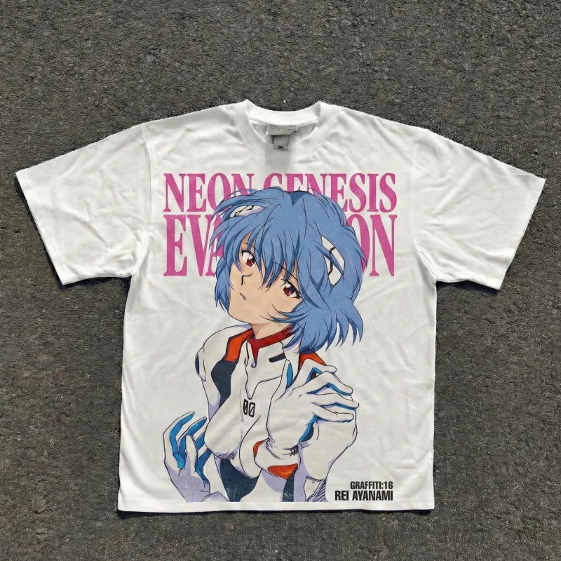 Anime Cosplay Title - Camiseta Casual Oversized de Algodão Branca