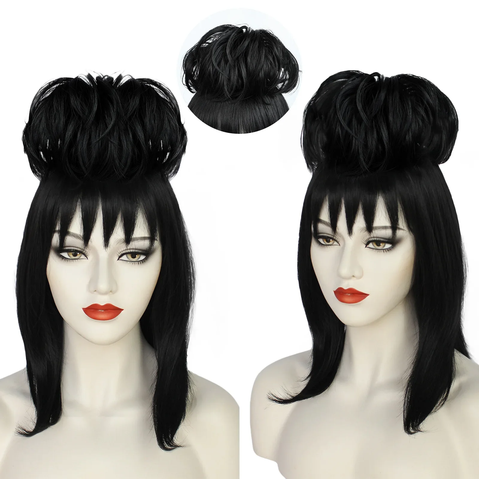 Anime Cosplay Girl With Black Hair - Lydia deetz peruca cosplay vestido de