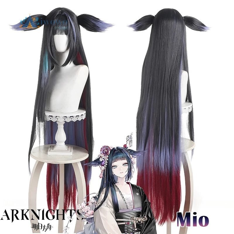 Anime Cosplay Girl With Black Hair - Arknights mio peruca cosplay preto roxo
