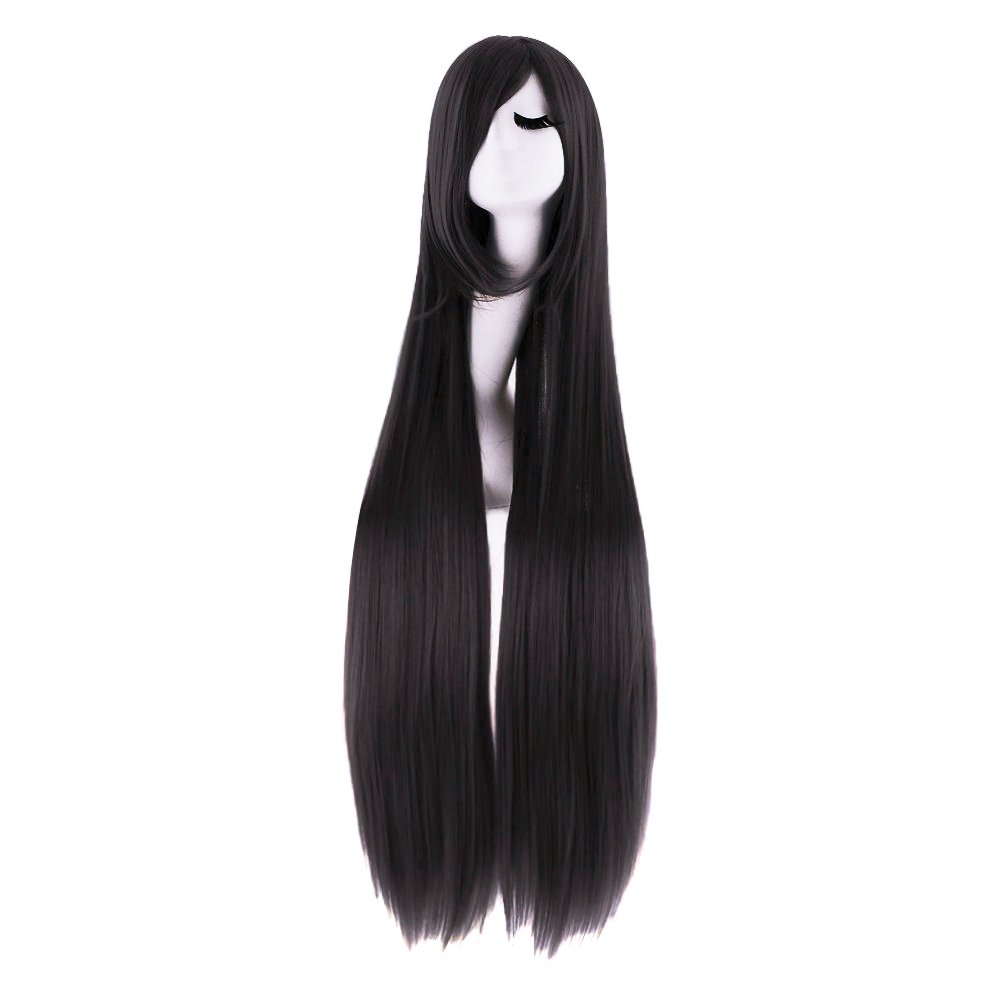 Anime Cosplay Long Black Hair - 40 Polegada 100 cm longa reta