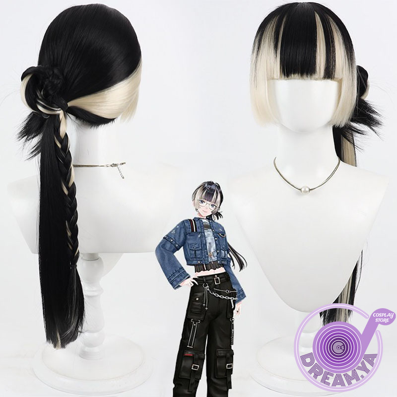 Anime Cosplay Long Black Hair - Peruca Cosplay Juufuutei Raden Vtuber Loira