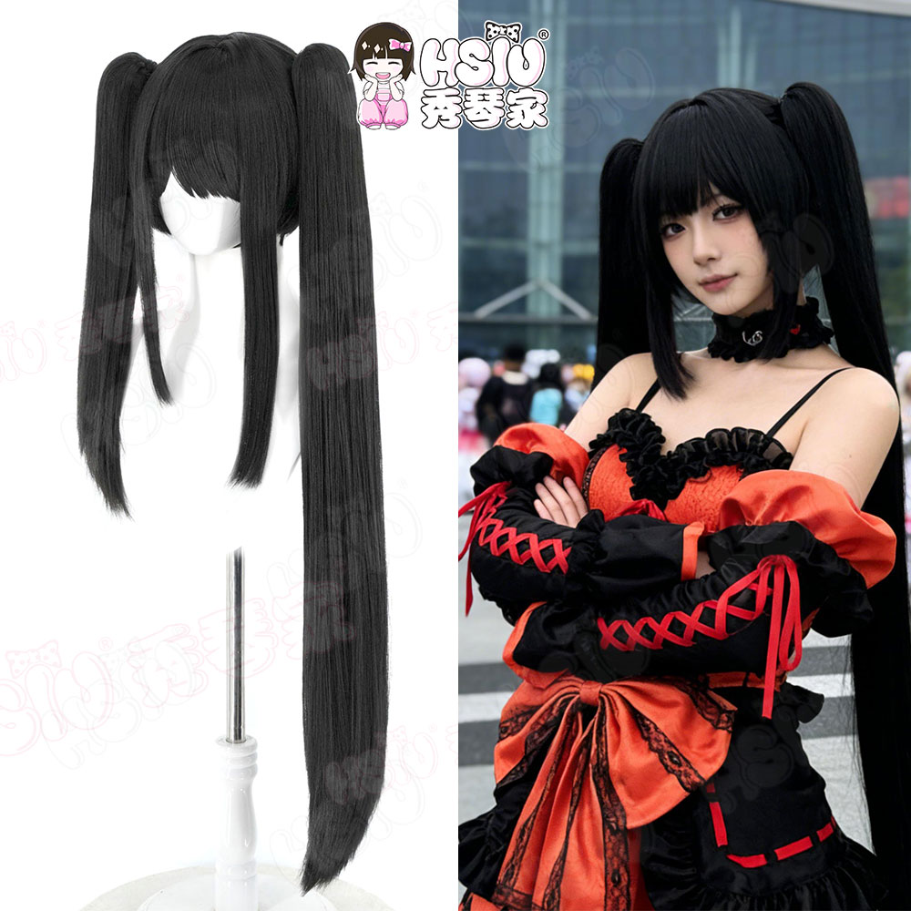 Anime Cosplay Long Black Hair - Peruca Cosplay Date A Live Tokisaki