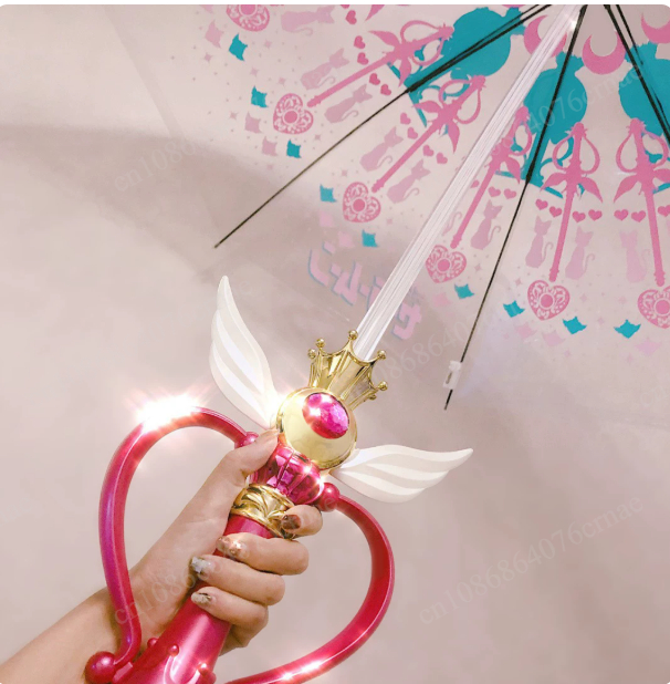 Sailor Moon Wand - Guarda-chuva Transparente de Anime Princesa Sailor