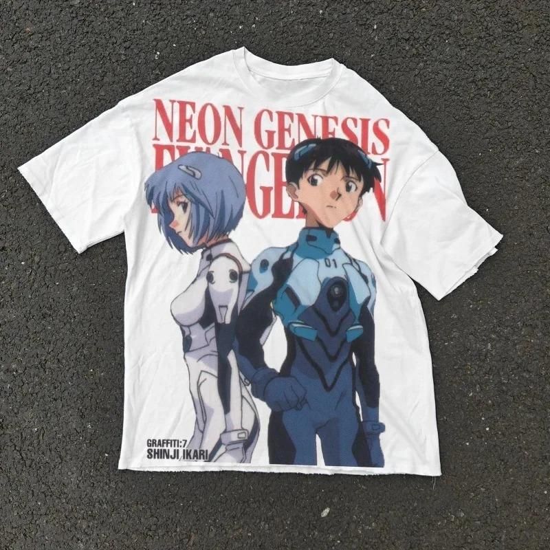 Anime Cosplay Title - Camiseta Casual Oversized Branca de Algodão