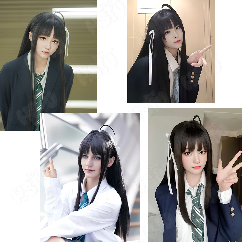 Awa subaru peruca cosplay hsiu - Anime Cosplay Girl With Black Hair avaliação e preço
