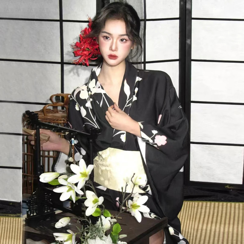 Preto japonês quimono gótico a - Asian Cosplay Anime avaliação e preço