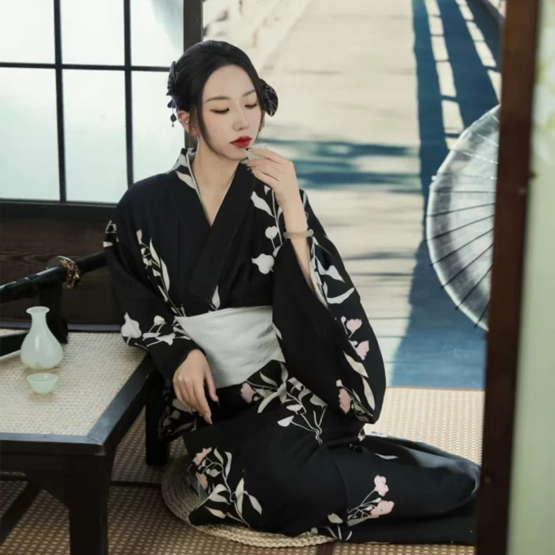 Preto japonês quimono gótico a - Asian Cosplay Anime avaliação e preço