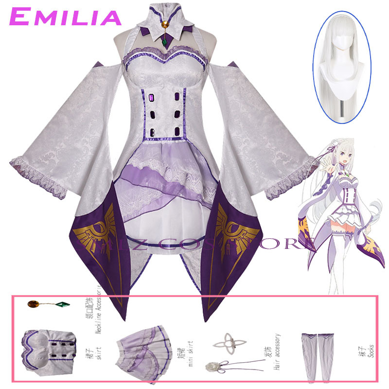 Fantasia de Cosplay Emilia do  - Anime Cosplay Dresses avaliação e preço