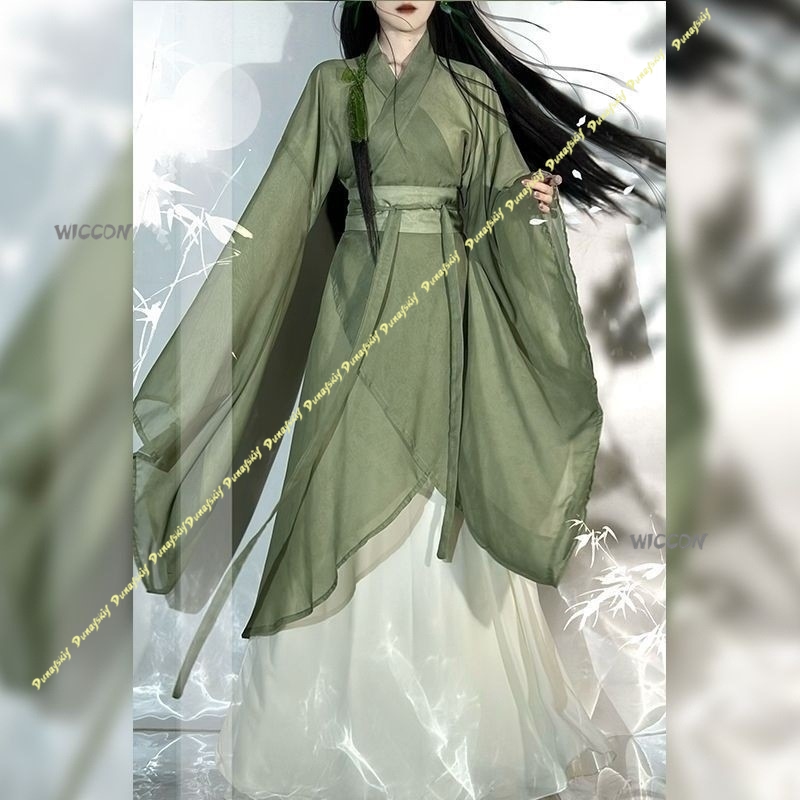 Hanfu chinês de manga larga co - Anime Cosplay Girl With Black Hair avaliação e preço