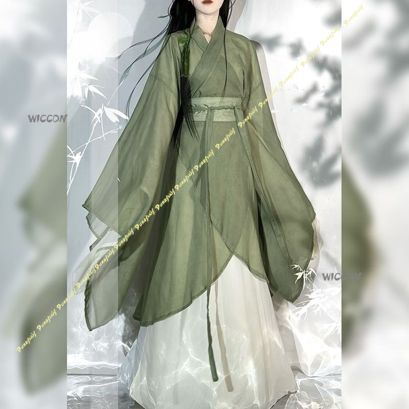 Hanfu chinês de manga larga co - Anime Cosplay Girl With Black Hair avaliação e preço