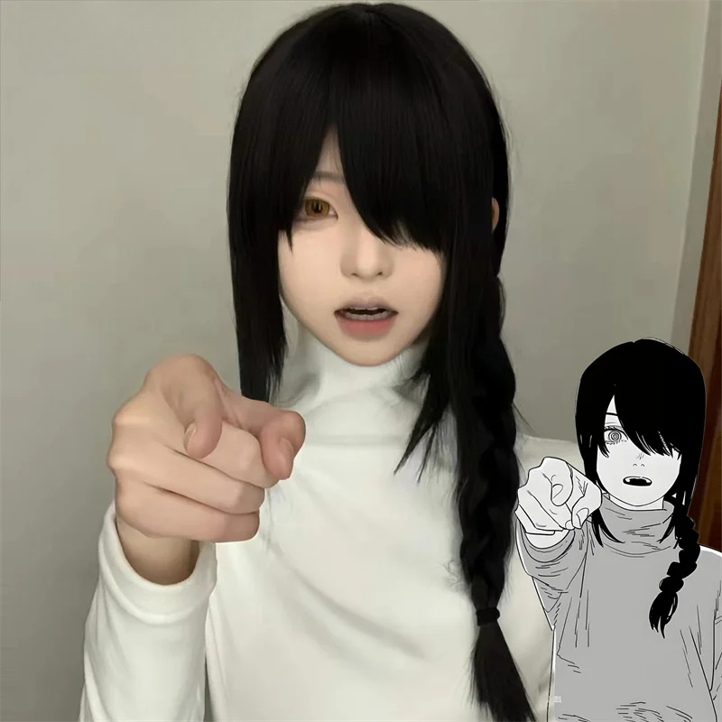 Anime motosserra homem tayuta  - Anime Cosplay Long Black Hair avaliação e preço