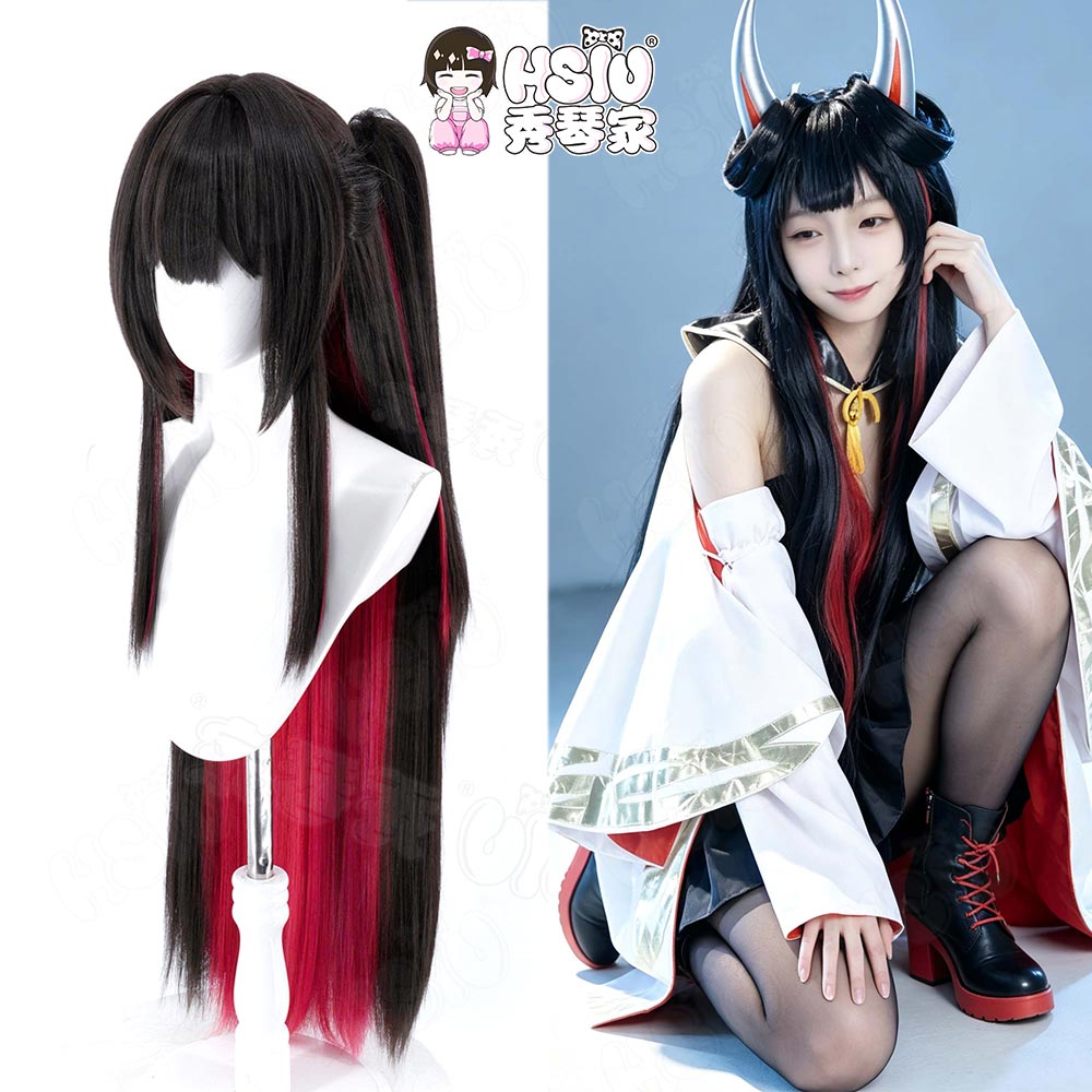 Peruca de Cosplay HSIU Game Az - Anime Cosplay Long Black Hair avaliação e preço