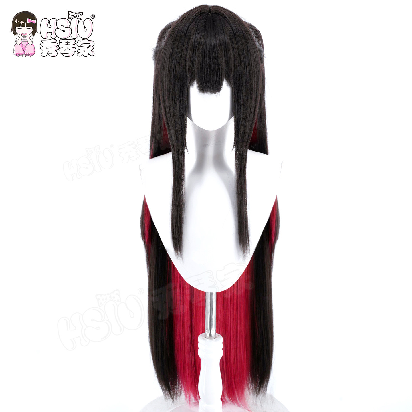 Peruca de Cosplay HSIU Game Az - Anime Cosplay Long Black Hair avaliação e preço