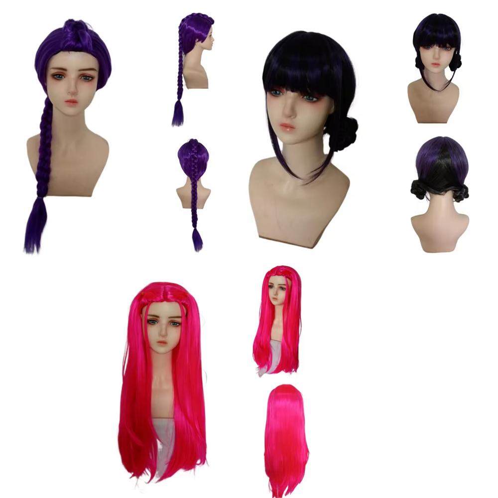 Peruca Sintética Longa Roxa pa - Anime Cosplay Girl With Black Hair avaliação e preço