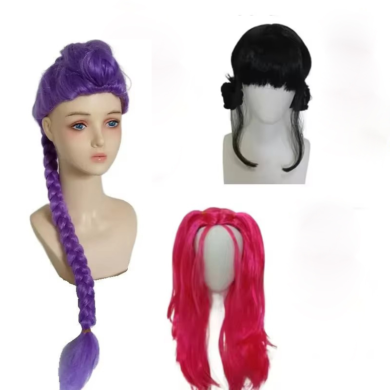 Peruca Sintética Longa Roxa pa - Anime Cosplay Girl With Black Hair avaliação e preço