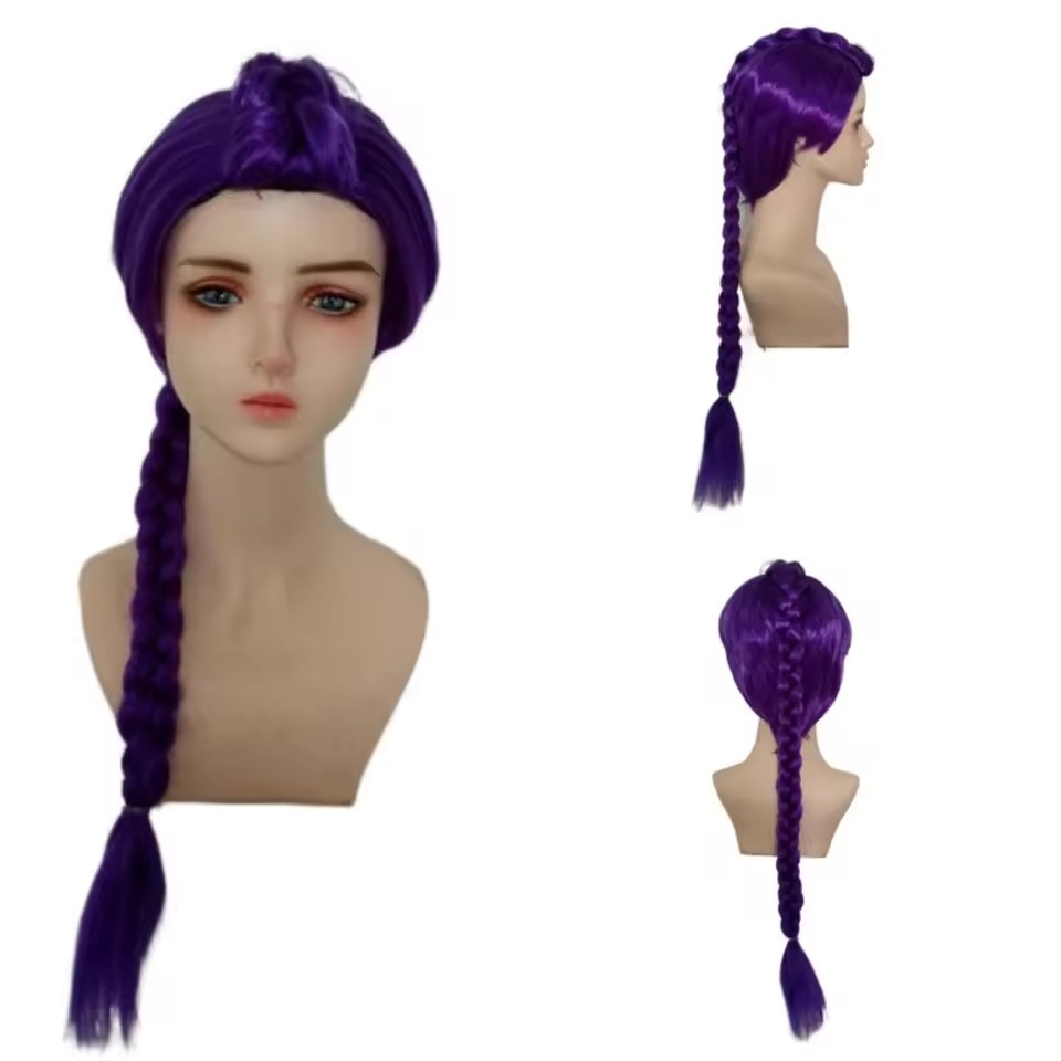 Peruca Sintética Longa Roxa pa - Anime Cosplay Girl With Black Hair avaliação e preço