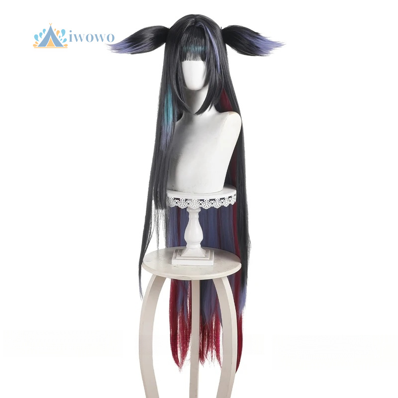 Arknights mio peruca cosplay p - Anime Cosplay Girl With Black Hair avaliação e preço