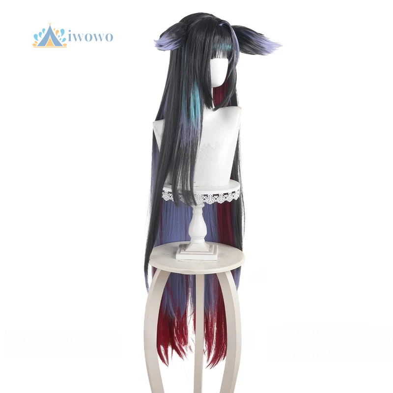 Arknights mio peruca cosplay p - Anime Cosplay Girl With Black Hair avaliação e preço