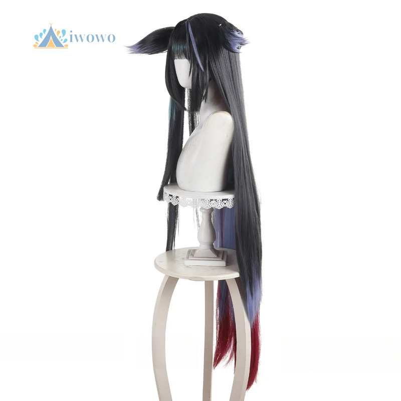 Arknights mio peruca cosplay p - Anime Cosplay Girl With Black Hair avaliação e preço