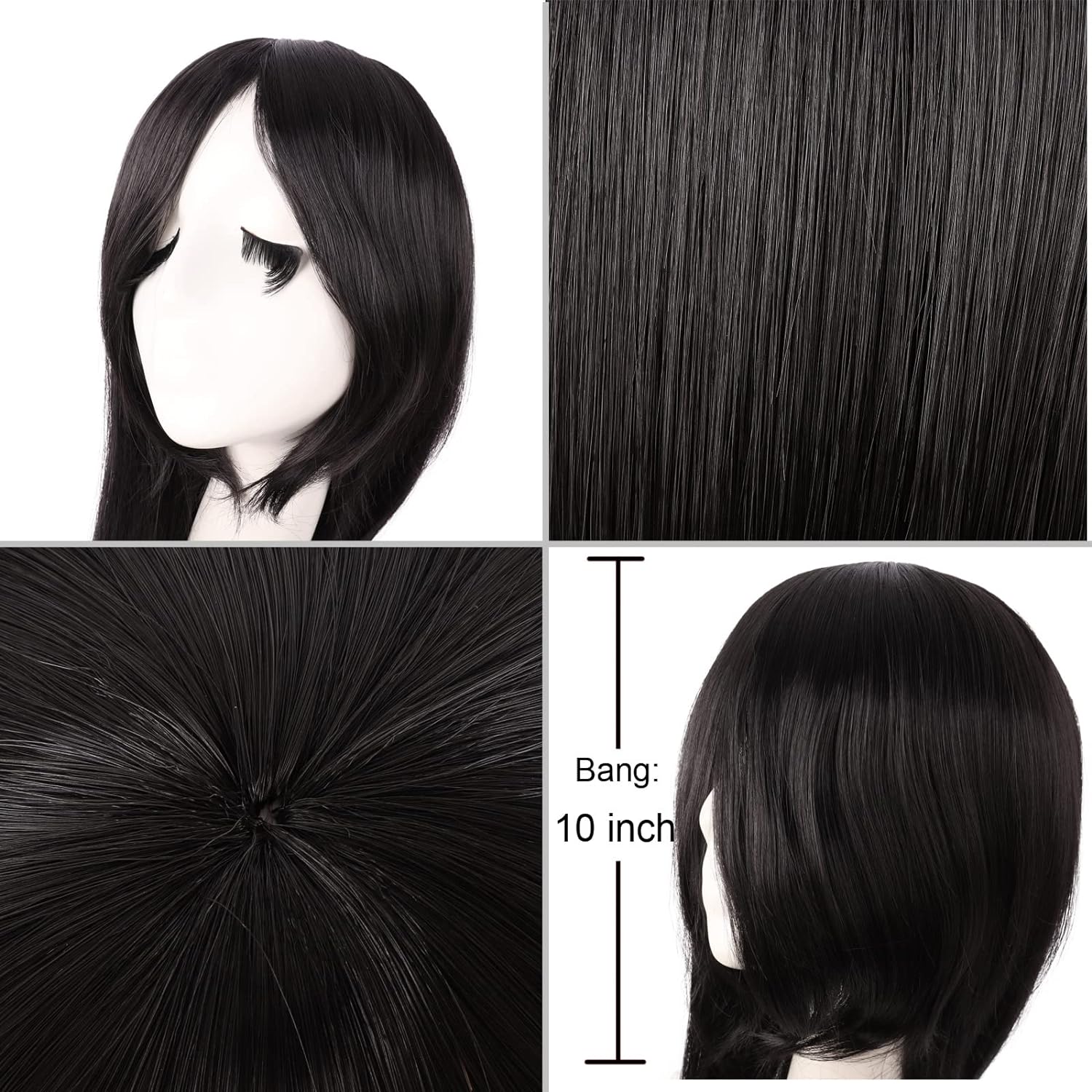 40 Polegada 100 cm longa reta  - Anime Cosplay Long Black Hair avaliação e preço