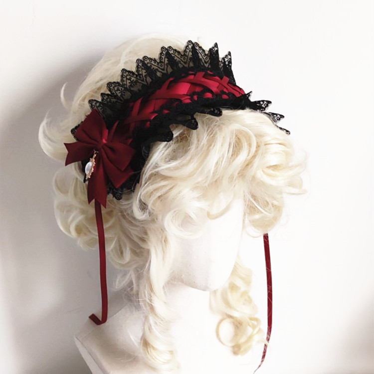 Vermelho escuro gótico lolita  - Anime Cosplay Girl With Black Hair avaliação e preço